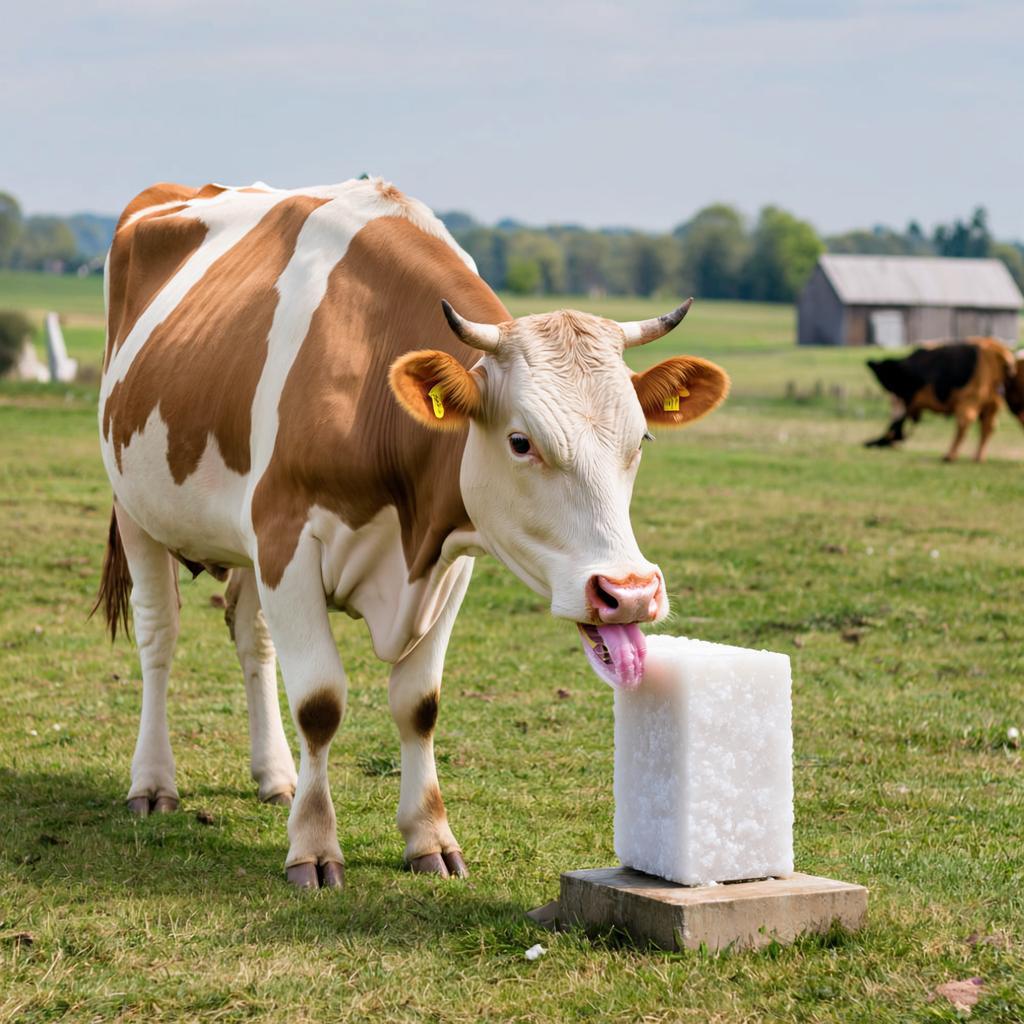 корова лижет соль Соль в брикетах + витамины — изображение 1